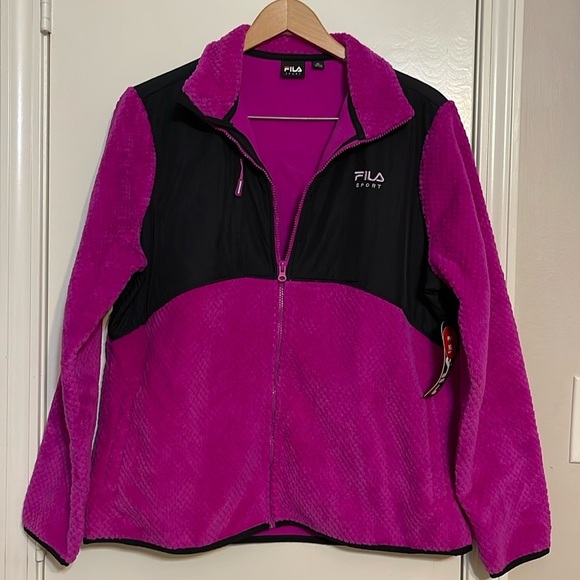 FILA SPORT Women Pink/black  Fleece Jacket Size xl - Picture 1 of 7